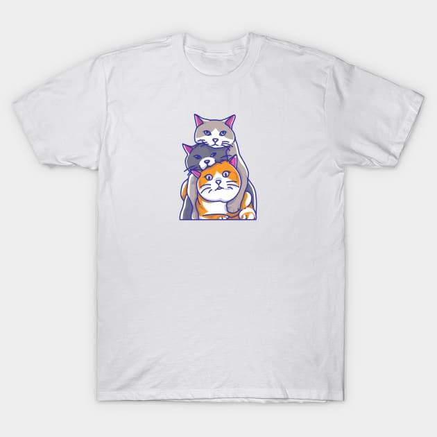 Illustration of 3 Cute Cats T-Shirt by LThings